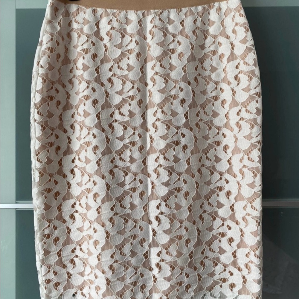 BCBGMaxAzria White Embellished Pencil Skirt Cocktail